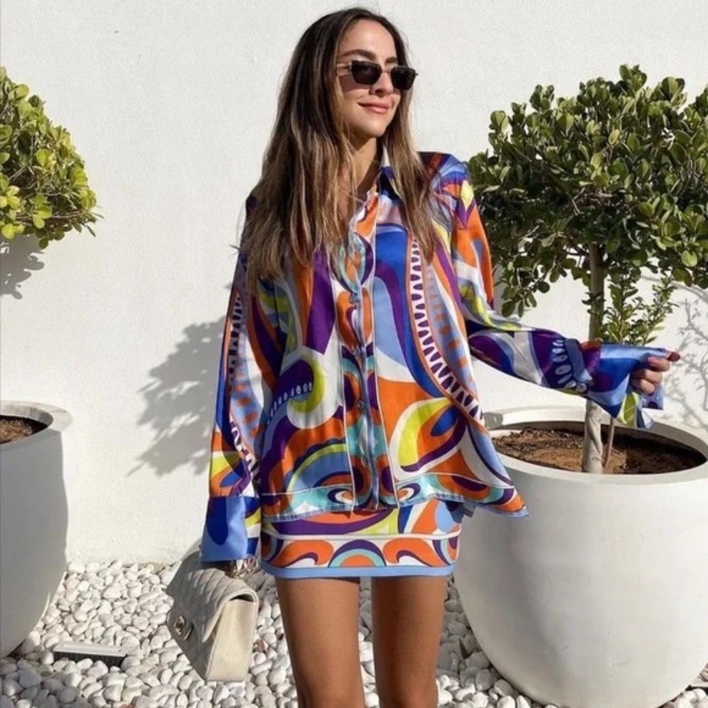 Zara Multicolor Abstract Blouse